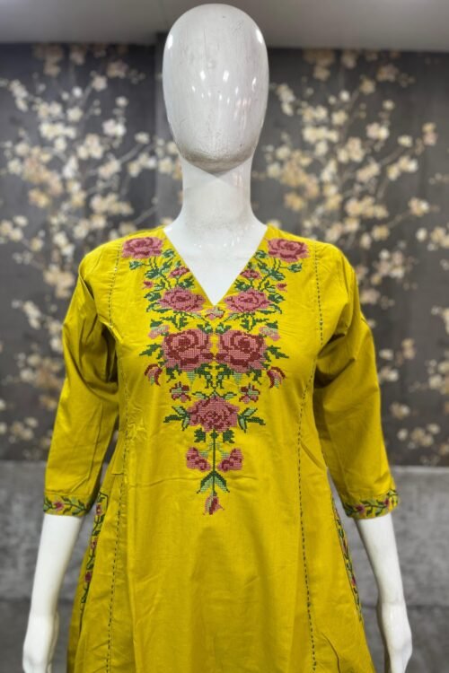 Premium Hand-Dyed Cotton Kurti Set (with Plazzo)