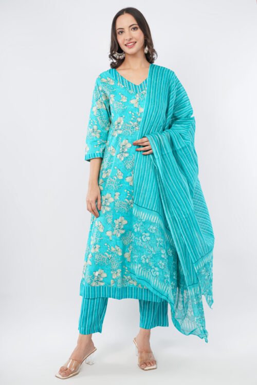 Pure cotton anarkali 3 piece set