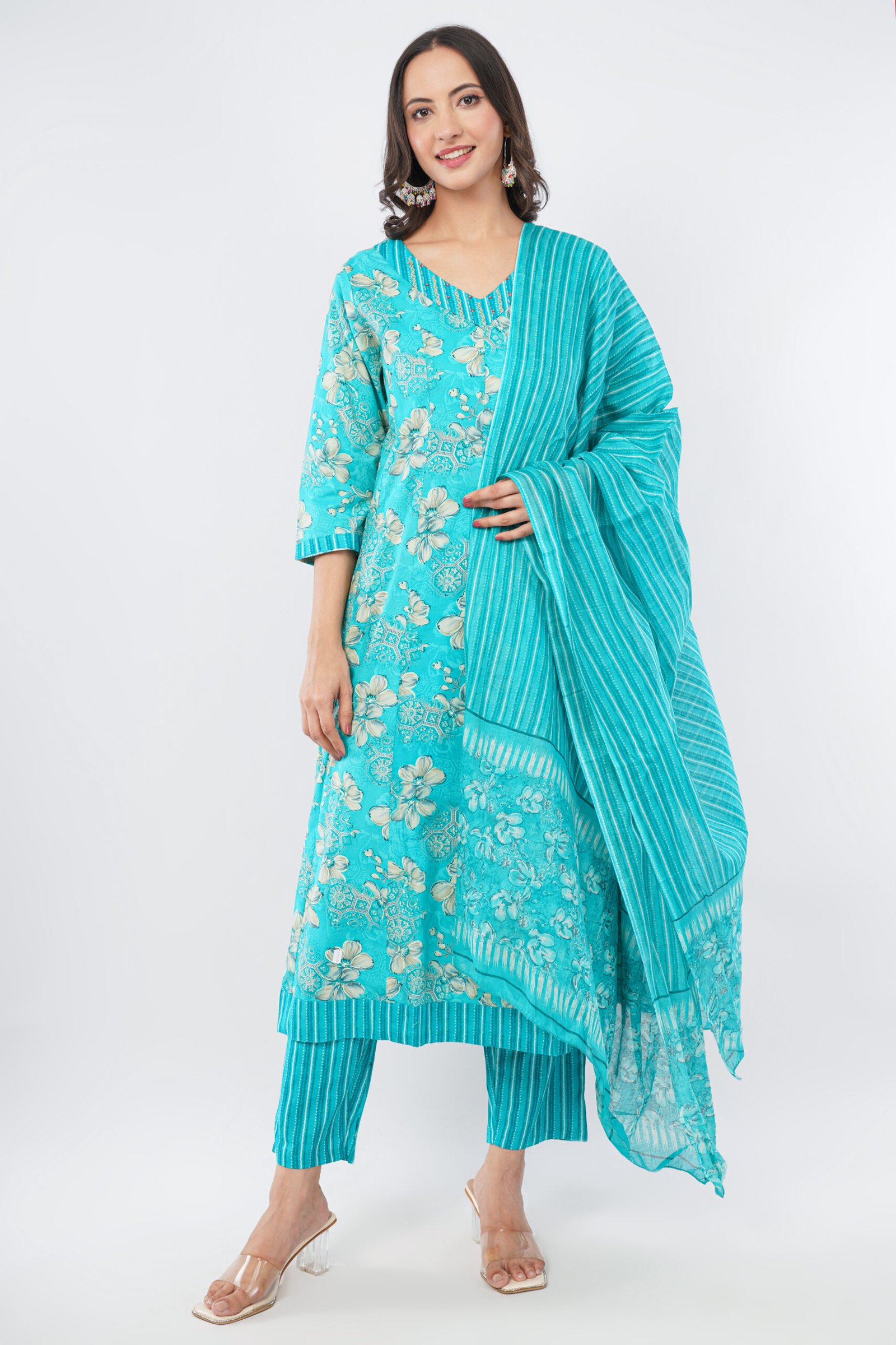 Pure cotton anarkali 3 piece set
